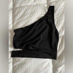 Black one shoulder top with cut out